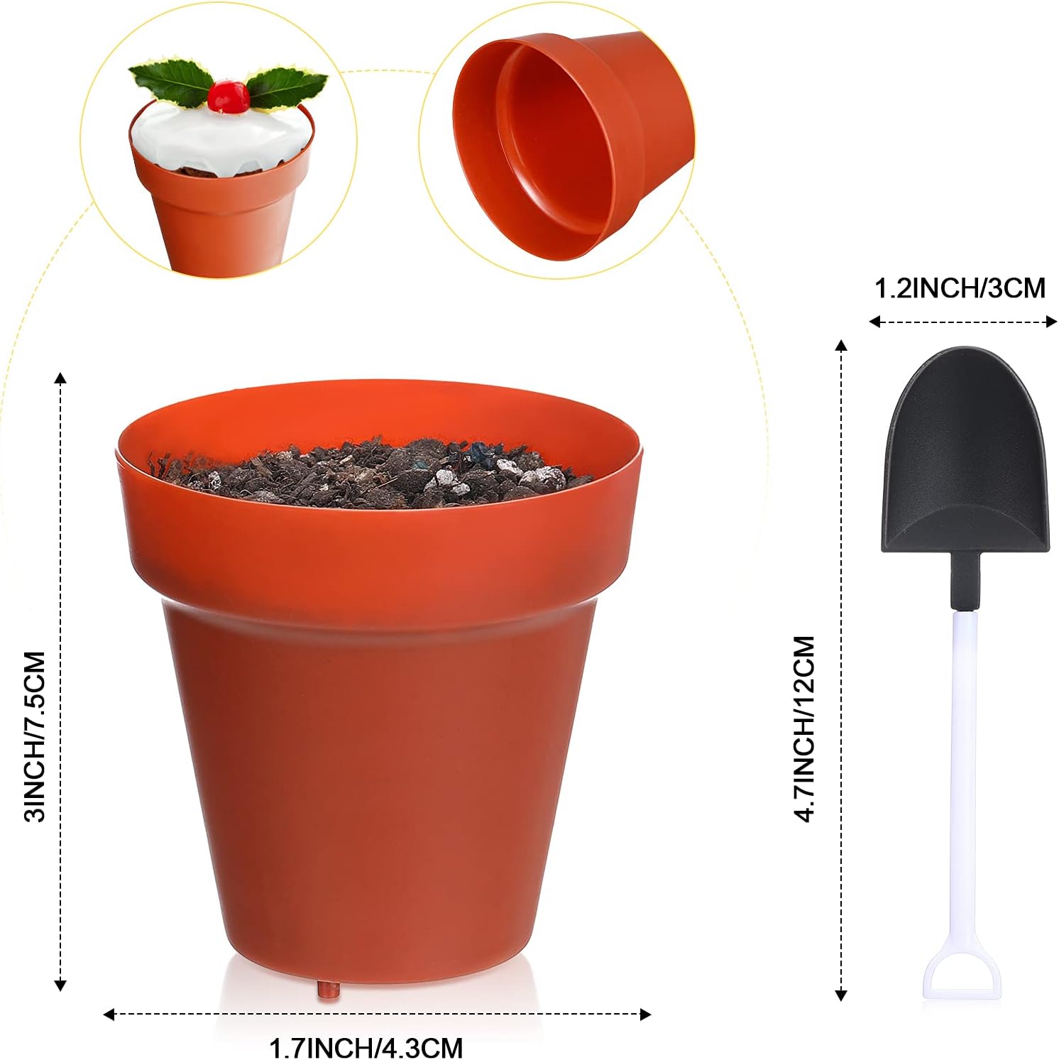 Patelai 50 Set Flowerpot Cake Cups with Shovel Spoons
