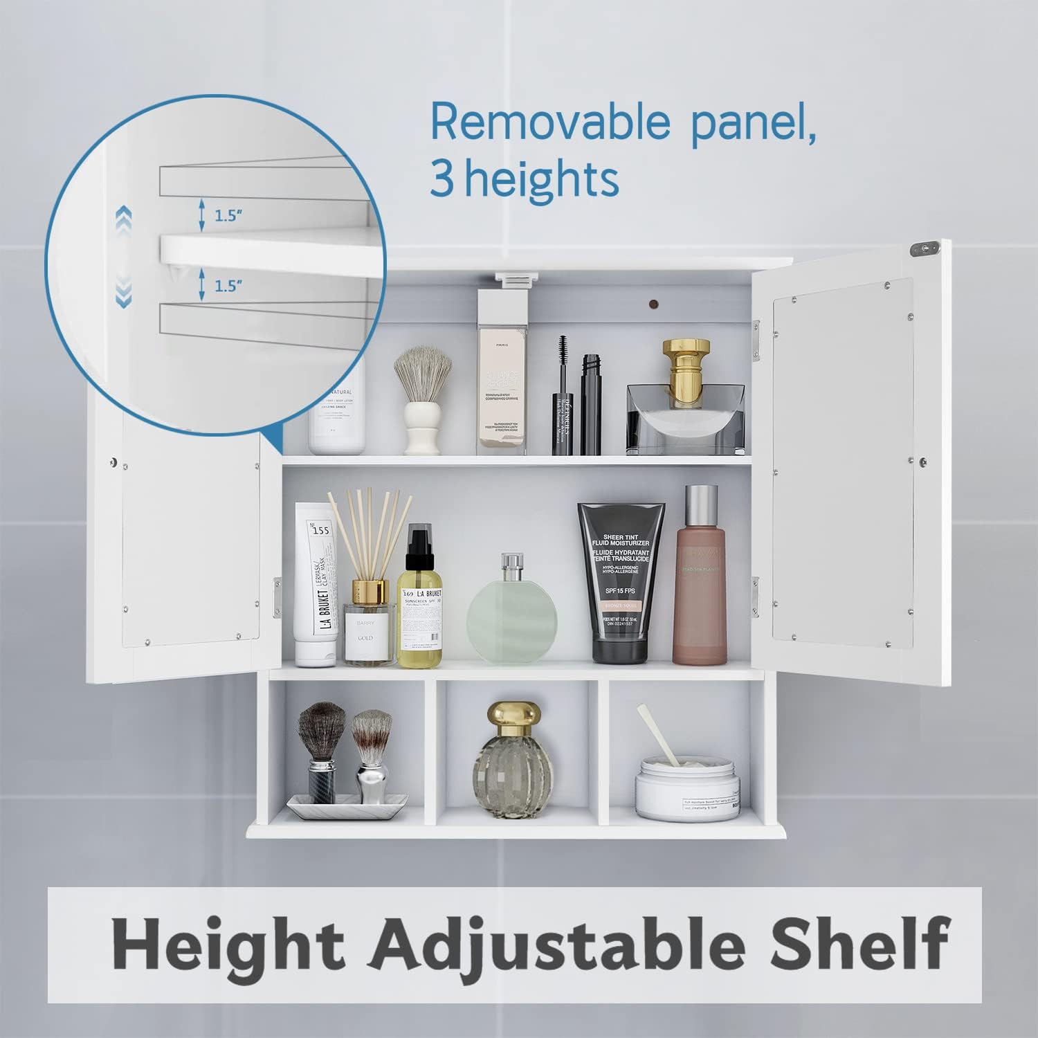 TaoHFE Wall Cabinet Over Toilet Storage With Adjustable Shelves