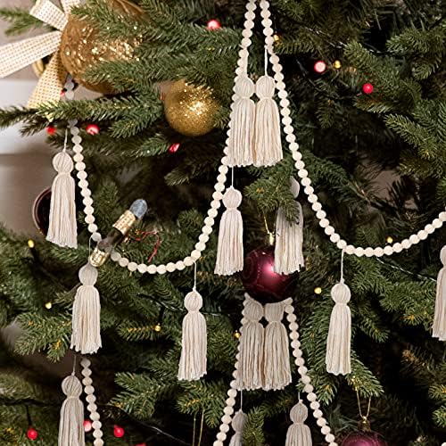 Janinka Boho Tassel Garland Wooden Bead Decor 98ft Wall Hanging