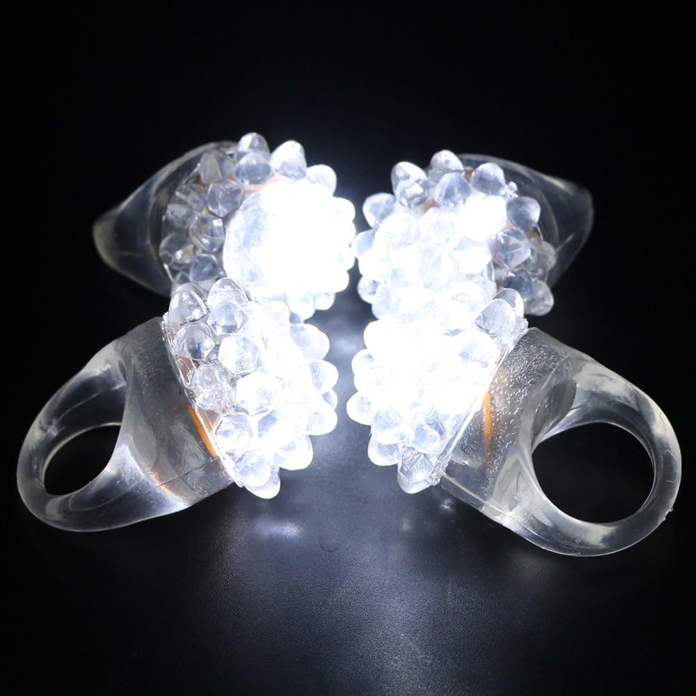 30PCS White LED Flashing Jelly Bumpy Rings for Rave Party