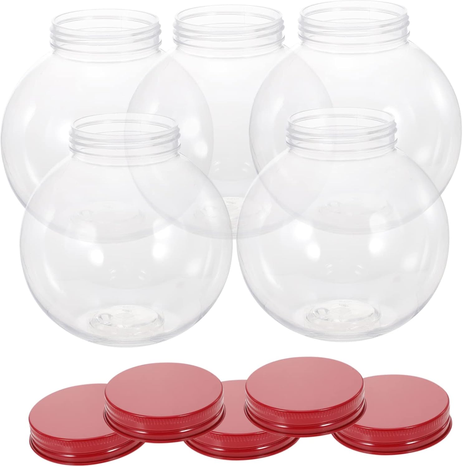 Operitacx 5Pcs Christmas Candy Jar Ball Shaped Packaging Bottles for Treats