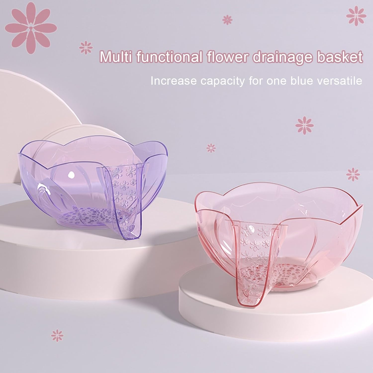 HEVIRGO Pink Colander Multifunctional Kitchen Strainer