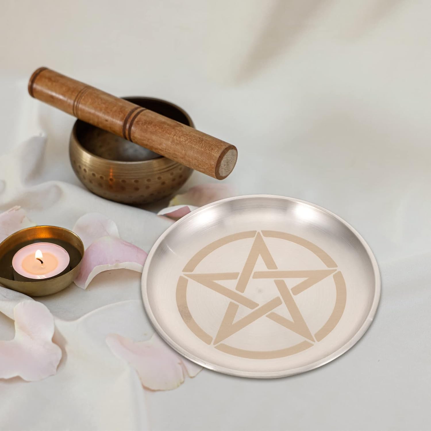 SEWACC Altar Candle Tray with Pentagram Design
