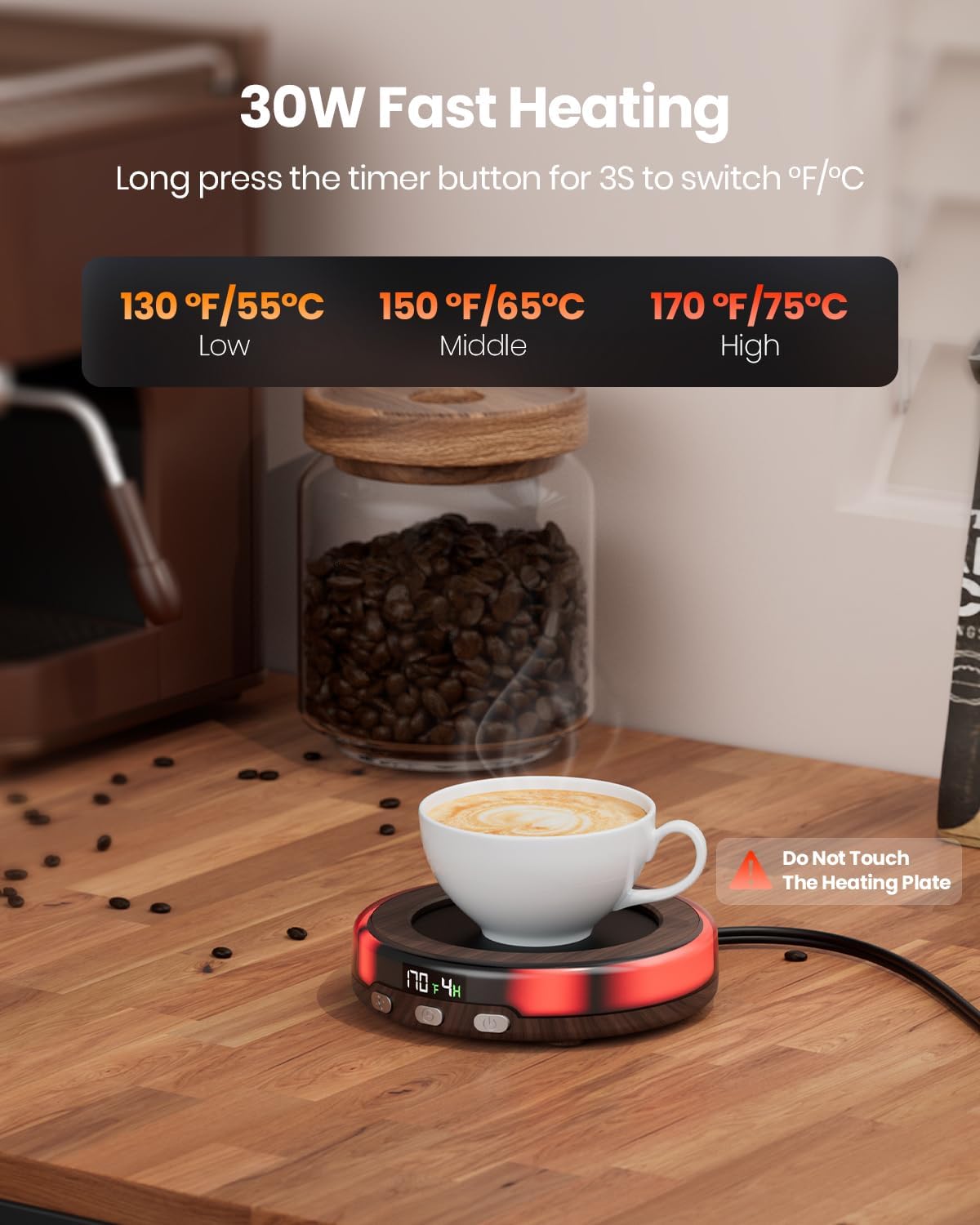 Gaiatop Coffee Mug Warmer with 3 Temperature Settings and LED Display