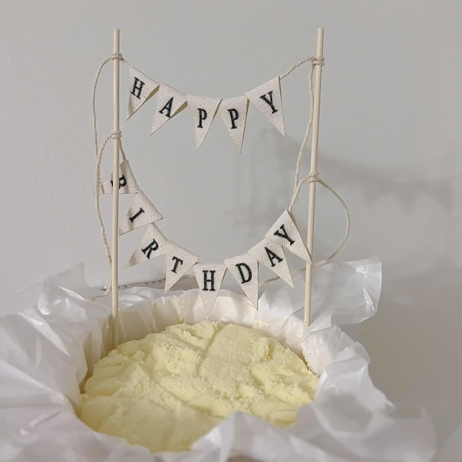 Happy Birthday Cake Topper with Wood Poles