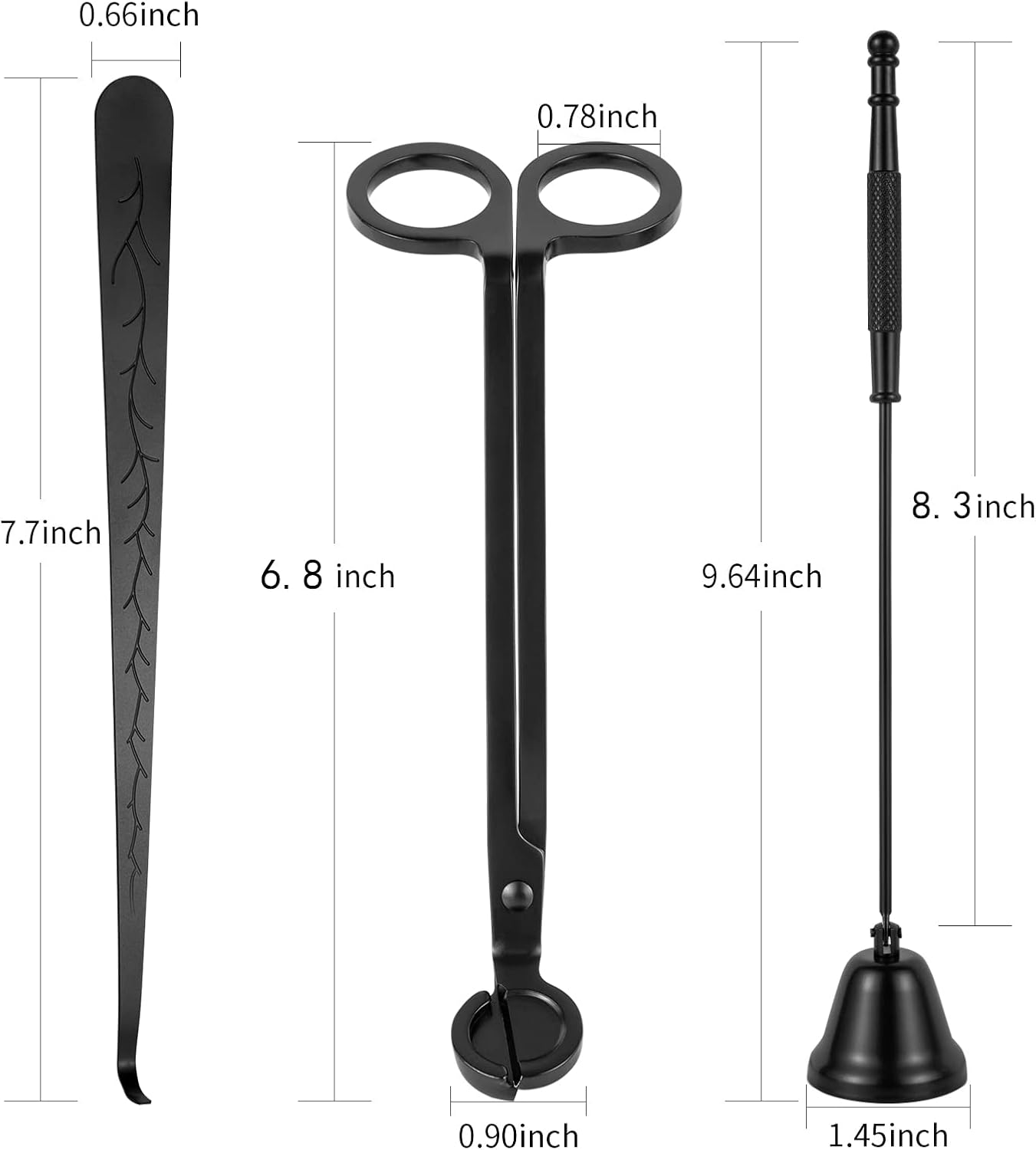 Calary 3 in 1 Candle Care Kit with Snuffer Trimmer and Dipper Black