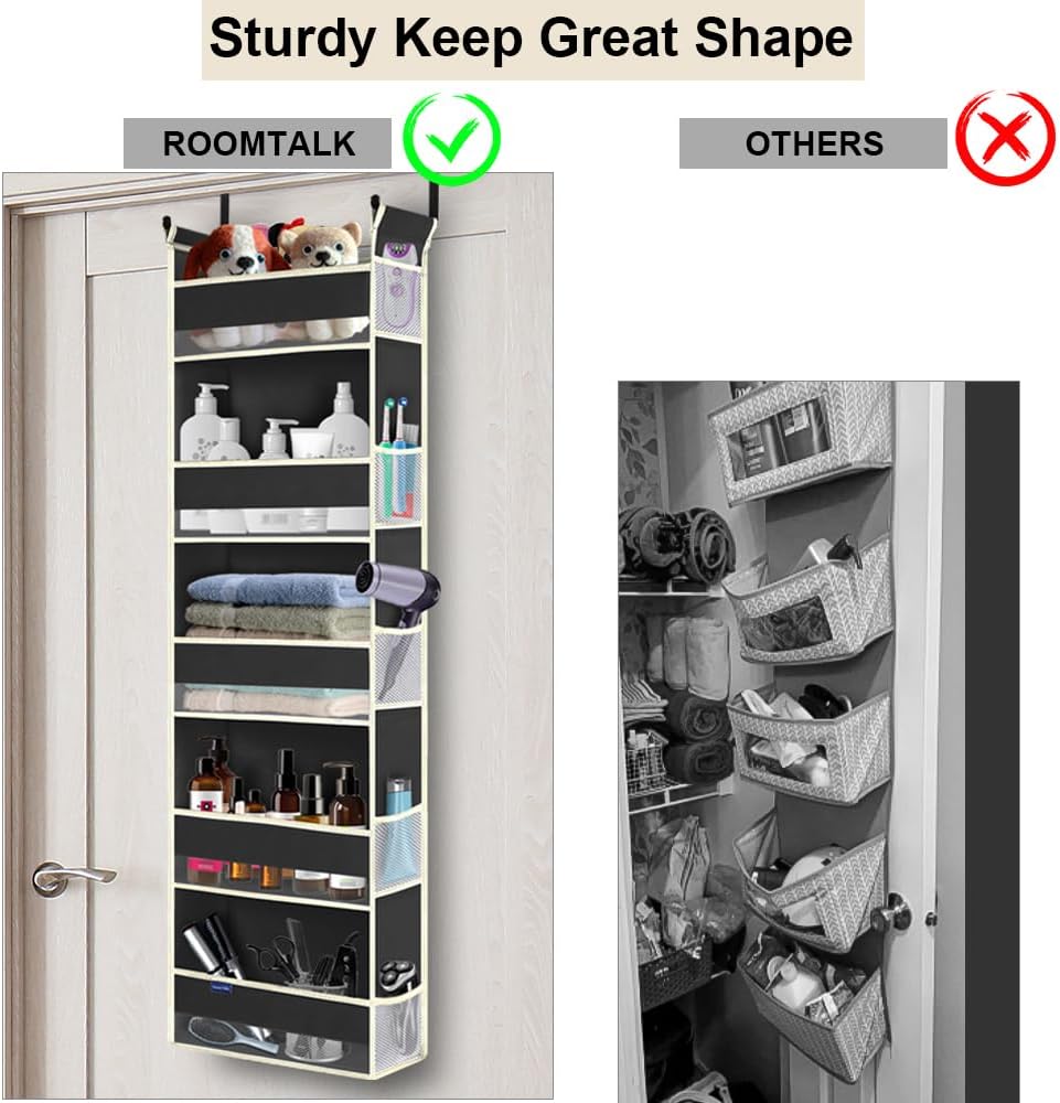 Over The Door Hanging Organizer 5 Shelves 10 Pockets Black