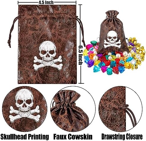 RICHNESS Pirate Loot Bags Drawstring Favors Pack of 12