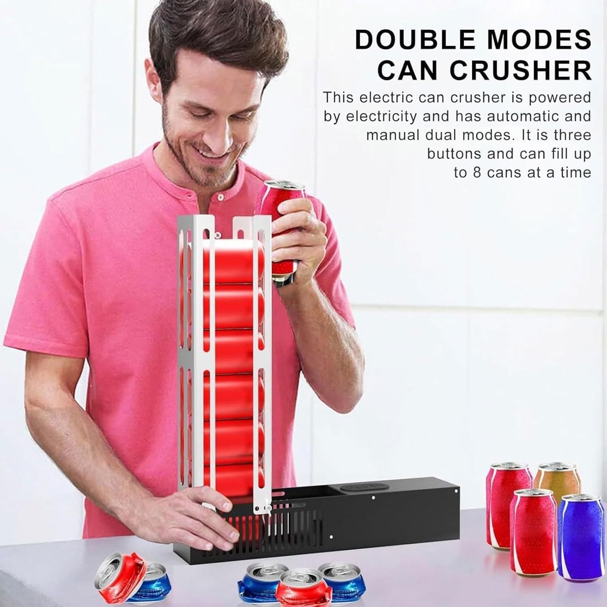 Electric Can Crusher for 8oz-16oz Cans 8 Cans at Once