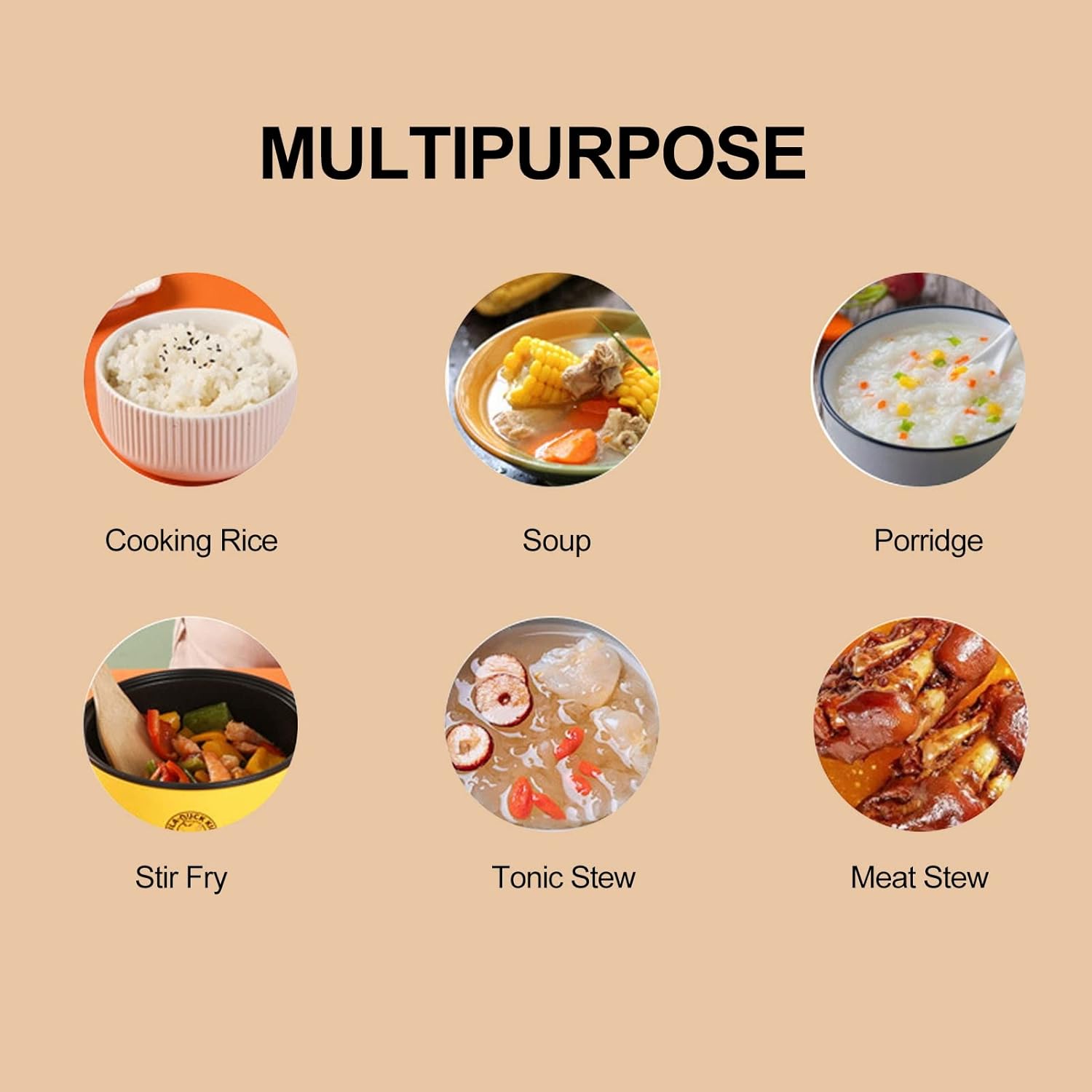 TOPINCN Multi Functional 2L Mini Electric Rice Cooker