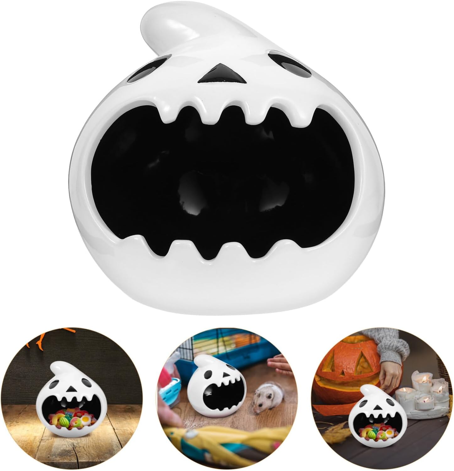Halloween Candy Bowl Ghost Shaped Ceramic Candle Holder