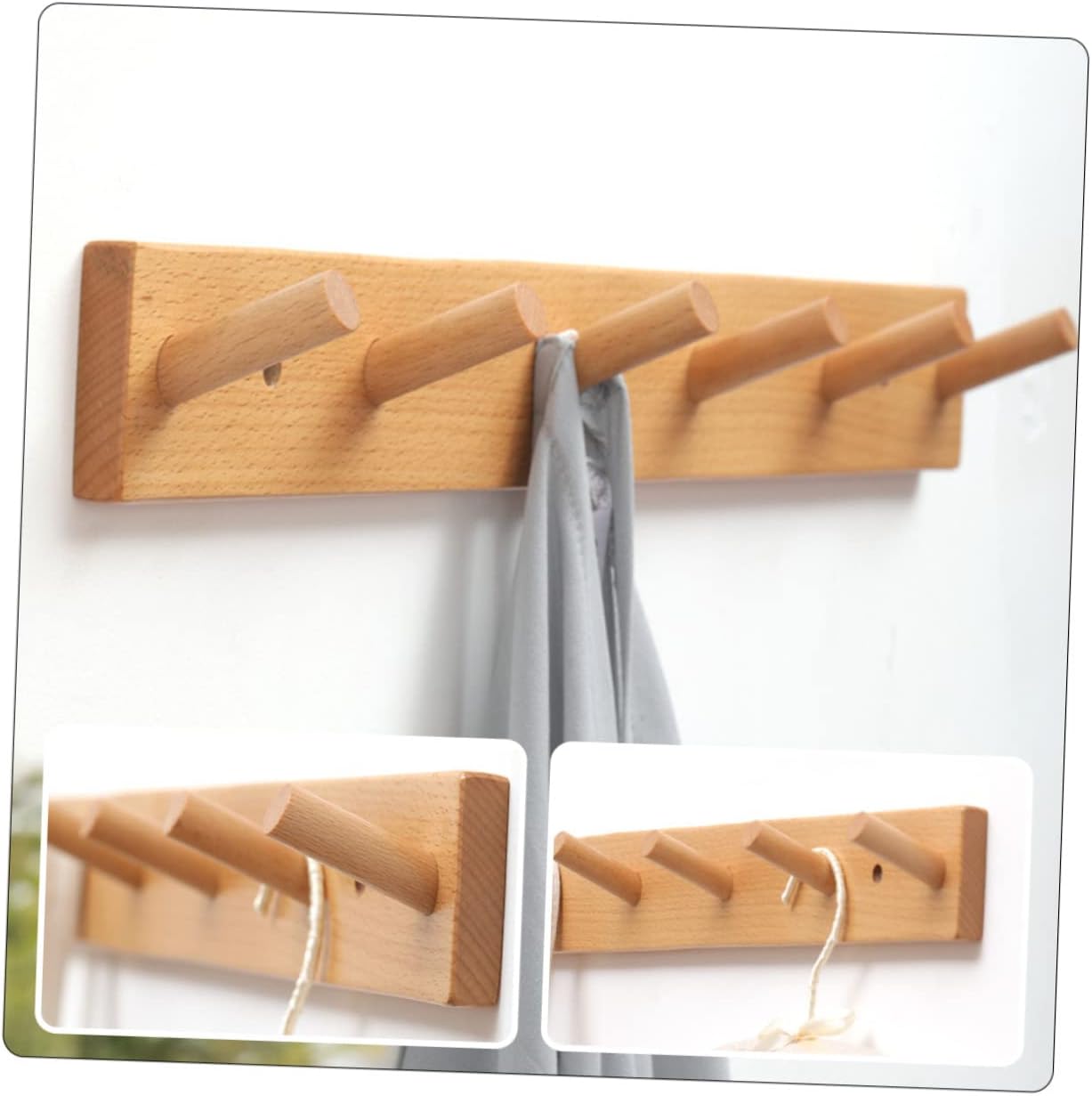 Bestyash Wooden Wall Mounted Storage Hanger for Clothes and Hats