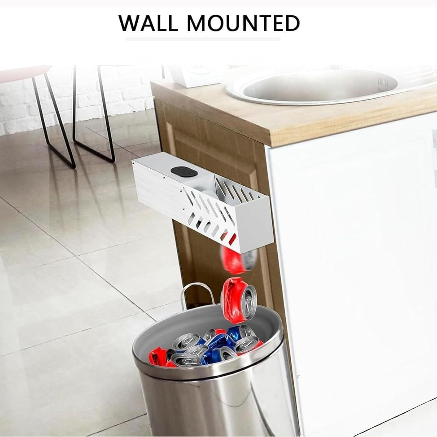 Electric Can Crusher Wall Mountable One Click