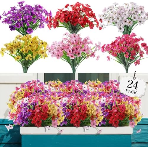 AGIRL 24 Bundle Artificial Flowers for Home and Garden