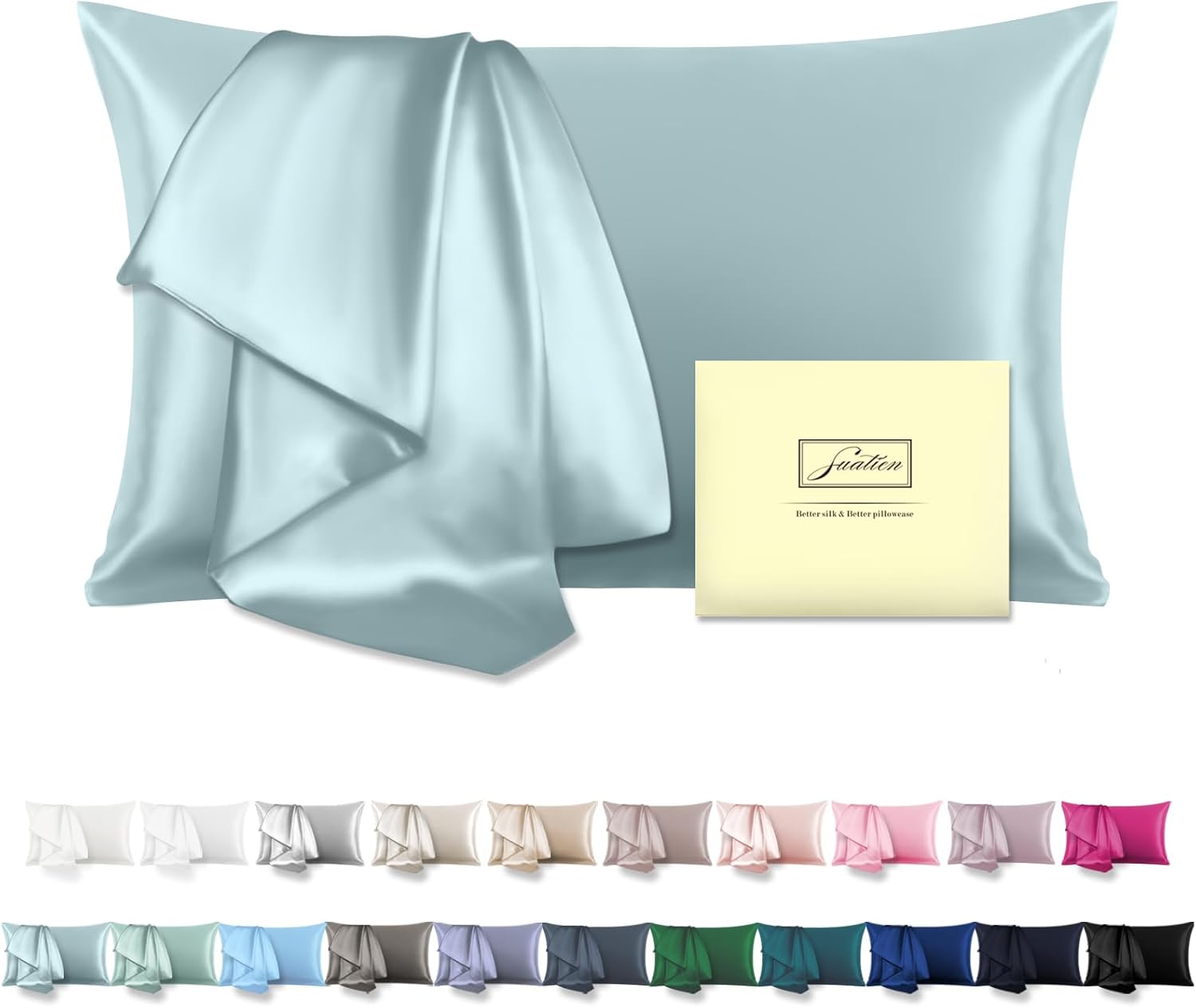 Suatien Mulberry Silk Pillowcase 20x26 Standard Size with Hidden Zipper