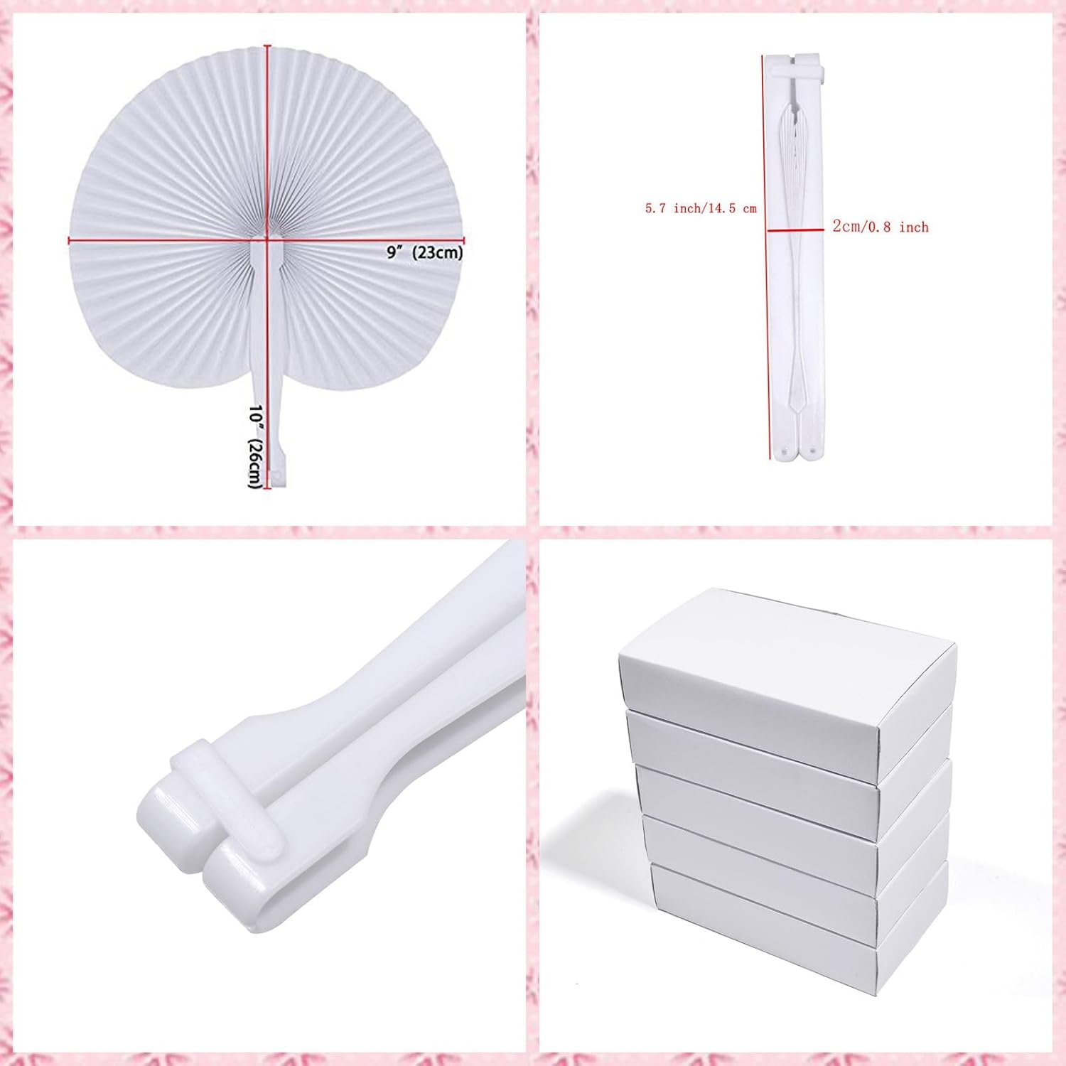 60 Pack White Folding Wedding Fans for Party Decorations