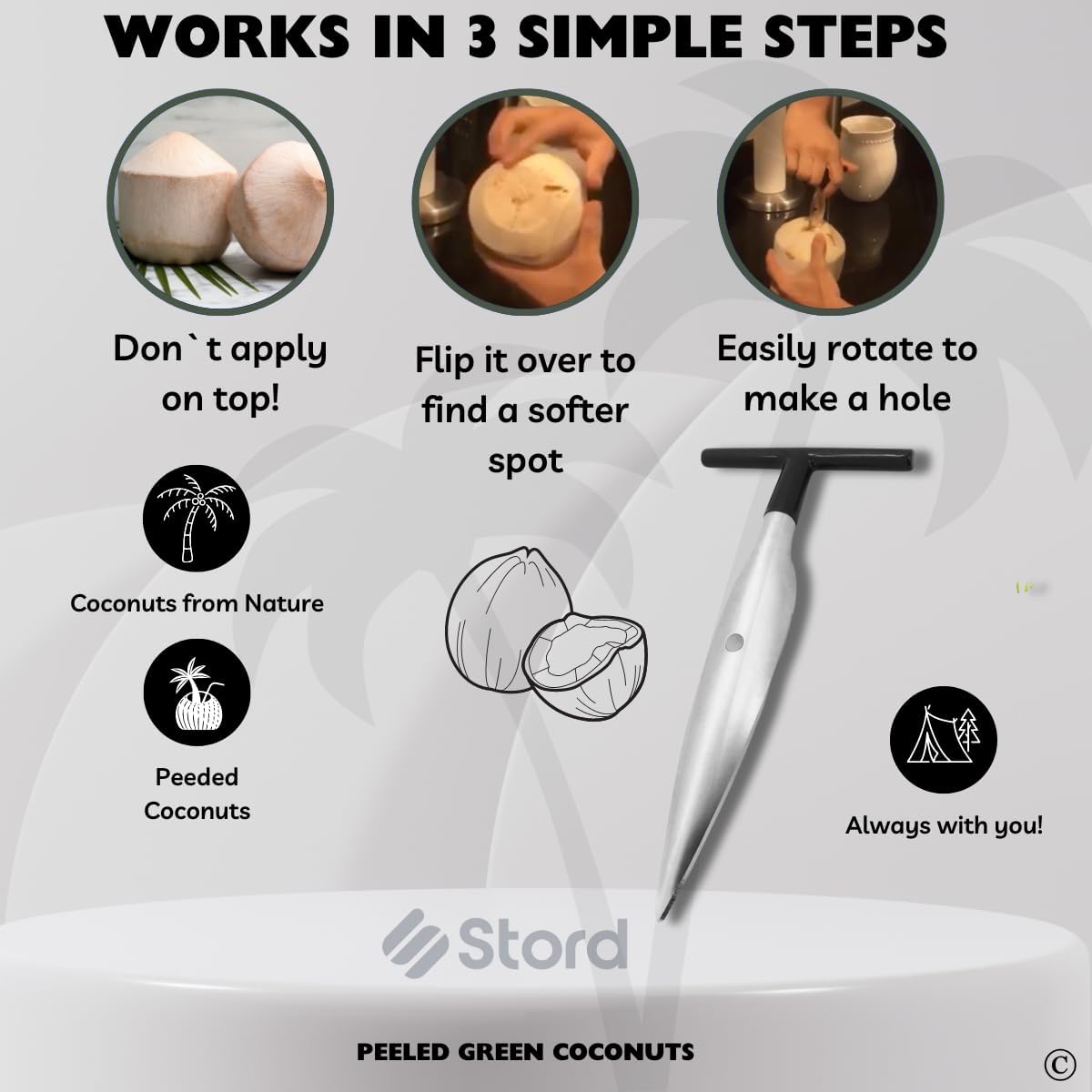 S STORD Coconut Opener - Fast Safe and Easy to Use