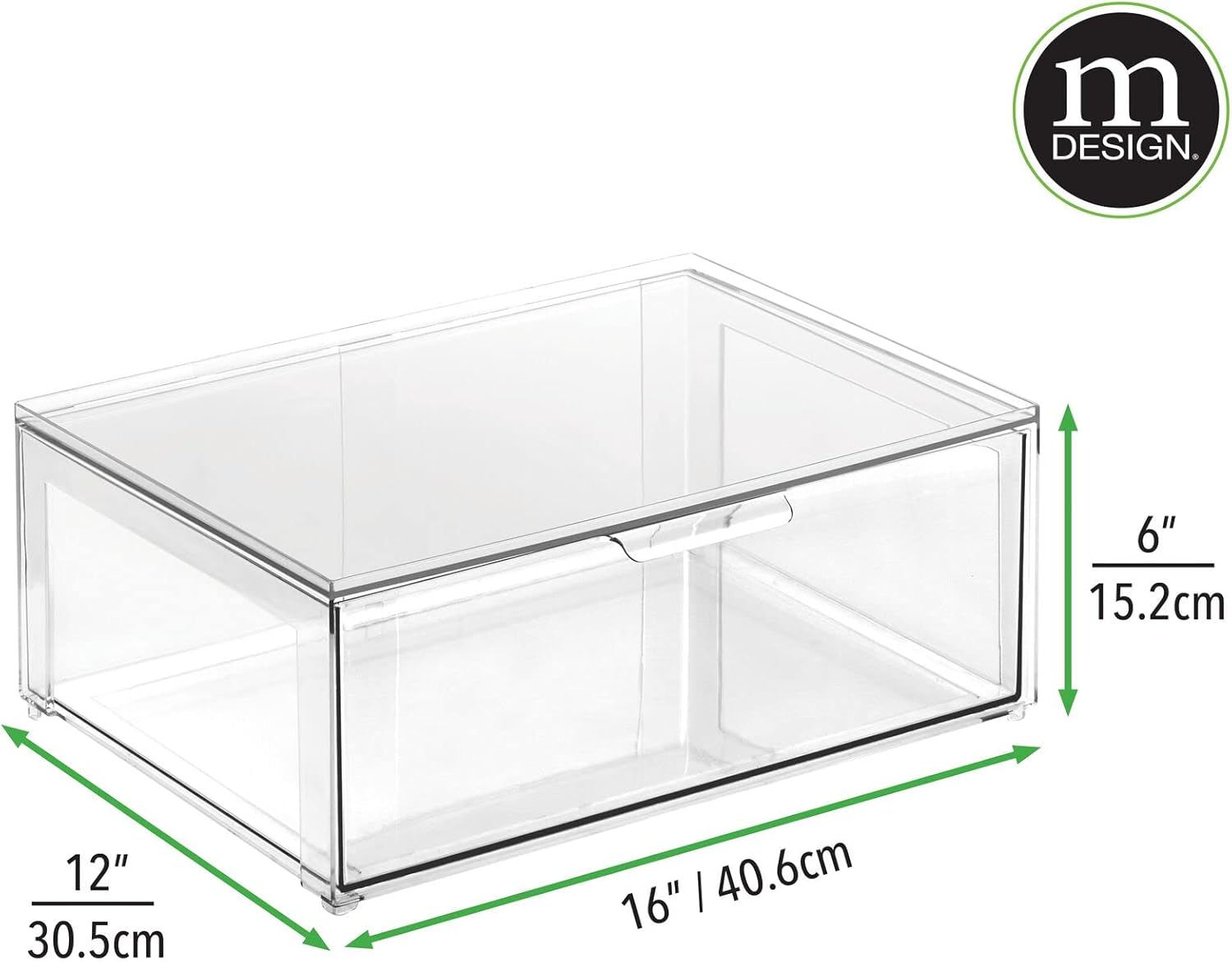 mDesign Clear Plastic Stackable Drawer Organizers 4 Pack