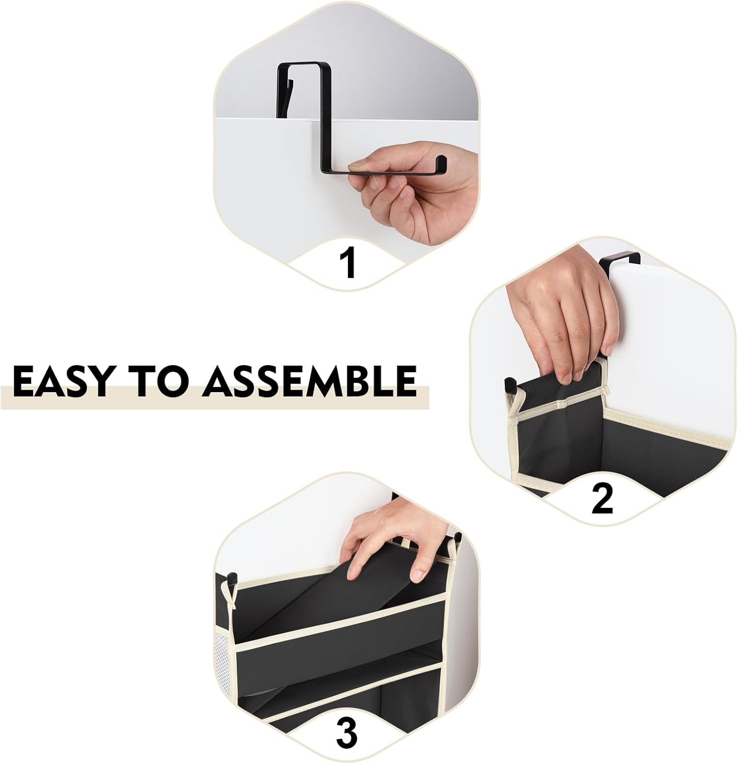 Over The Door Hanging Organizer 5 Shelves 10 Pockets Black