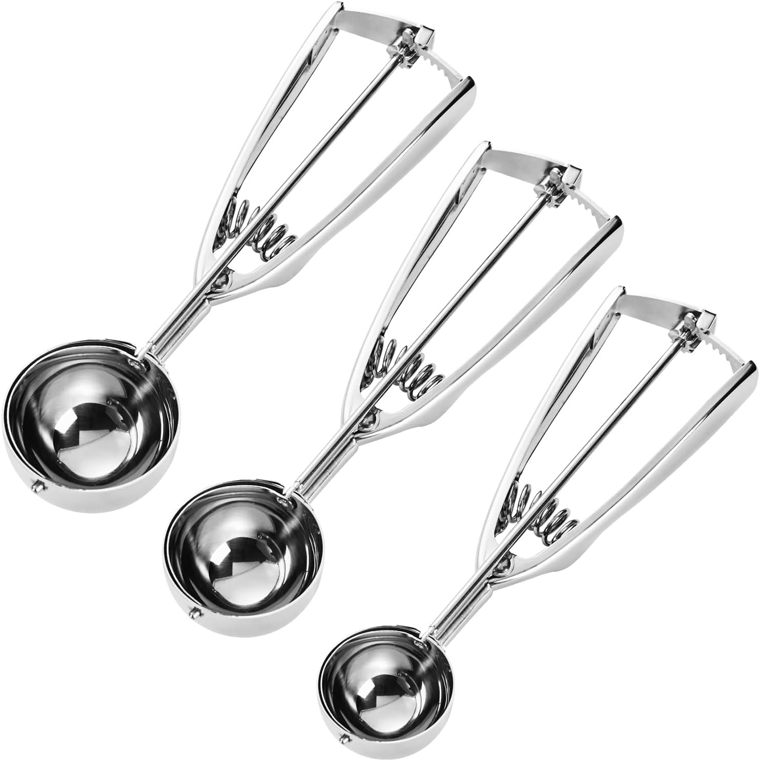 Cookie Scoop Set of 3 Silver Large Medium Small