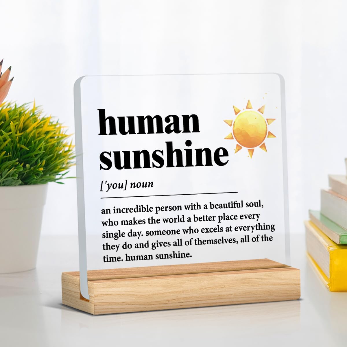 Human Sunshine Motivational Acrylic Desk Sign