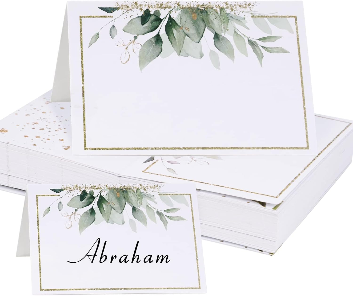 50pcs Green Gold Place Cards for Wedding Baby Shower Birthday Party