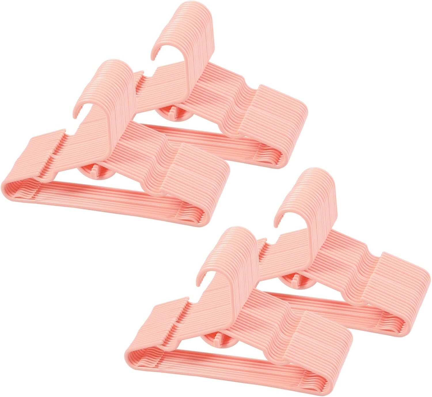Stackable Kids Hangers 100 Pink Pieces Non-Slip Shoulder Grooves