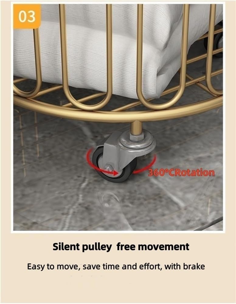Floor Standing Storage Rack With Wheels and Laundry Basket