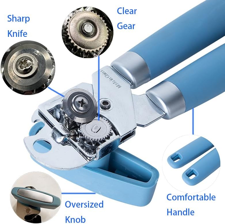 Manual Can Opener with Ergonomic Handle and Anti-slip Grip