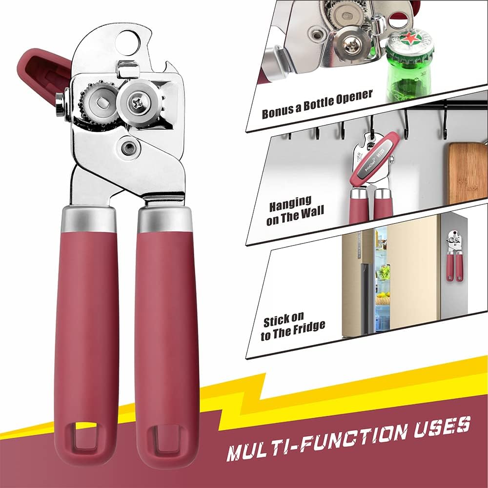 PrinChef Manual Can Opener with Magnet - Red