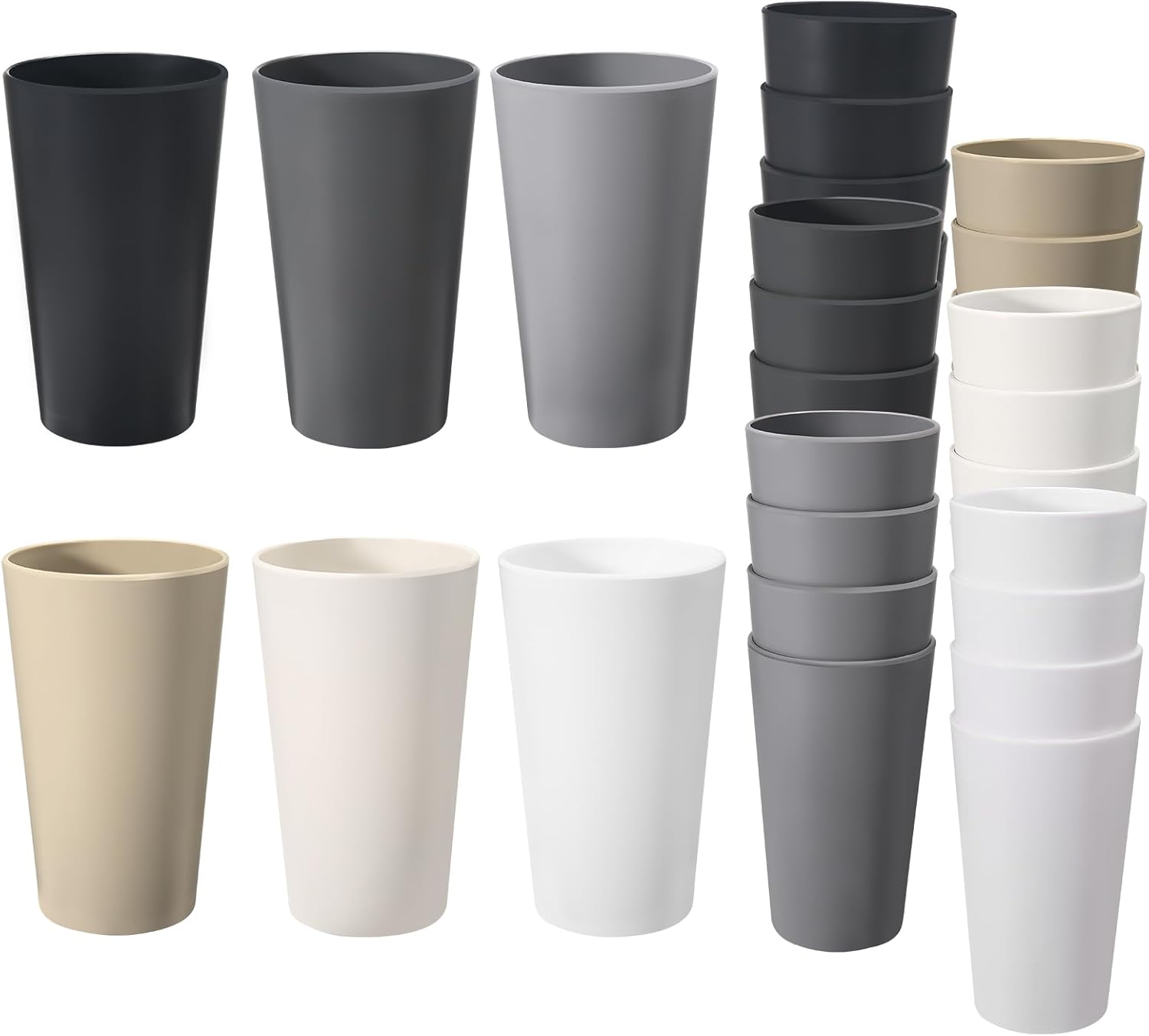 24 Pcs 20 Oz BPA-Free Plastic Cups Set