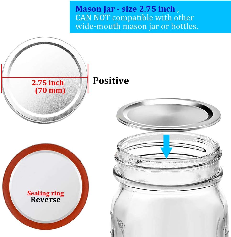 120 PCS Premium Canning Lids for Mason Jars Airtight and Leakproof - Silver