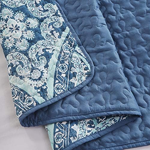 Comfort Spaces Reversible Quilt Set Glamorous Damask Aqua 2 Piece