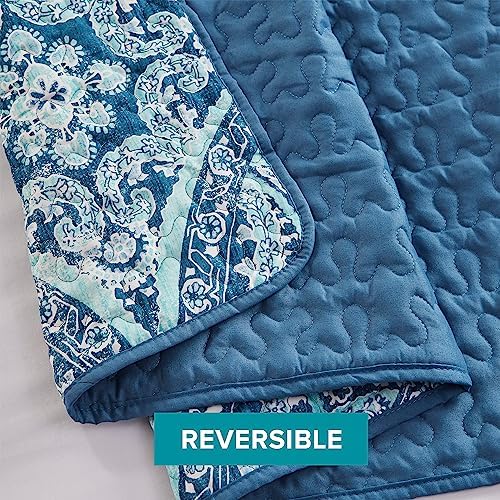 Comfort Spaces Reversible Quilt Set Glamorous Damask Aqua 2 Piece