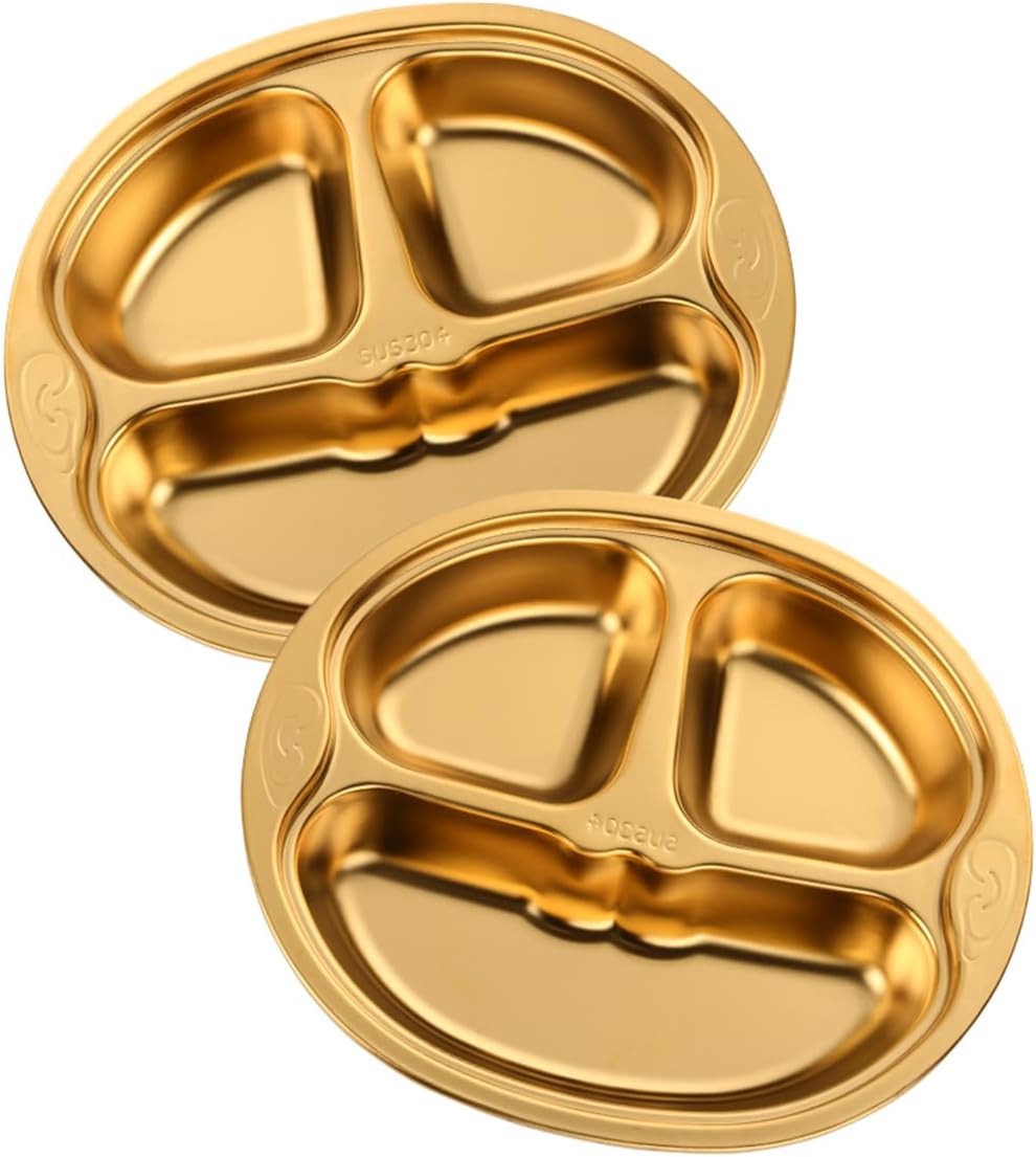 QRU Stainless Steel Divided Plates Set of 2