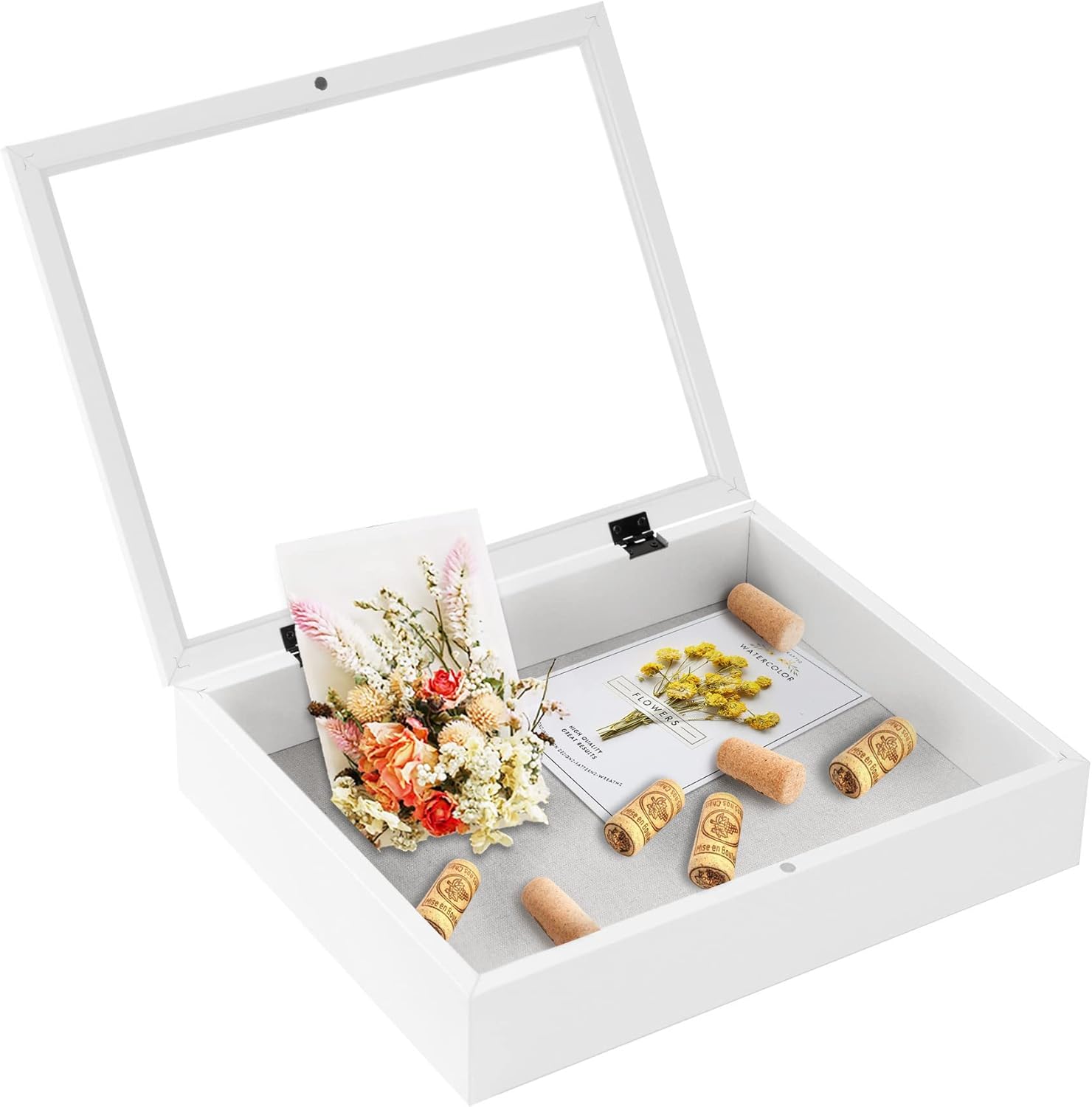 Muzilife 11x14 Shadow Box Frame - White Deep Wood Glass Display Case