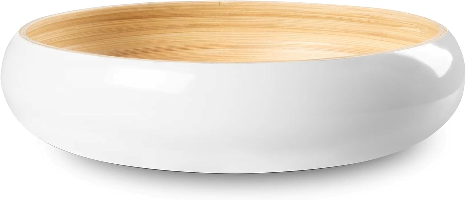 LEXA 12 Inch Handmade Bamboo Salad Bowl