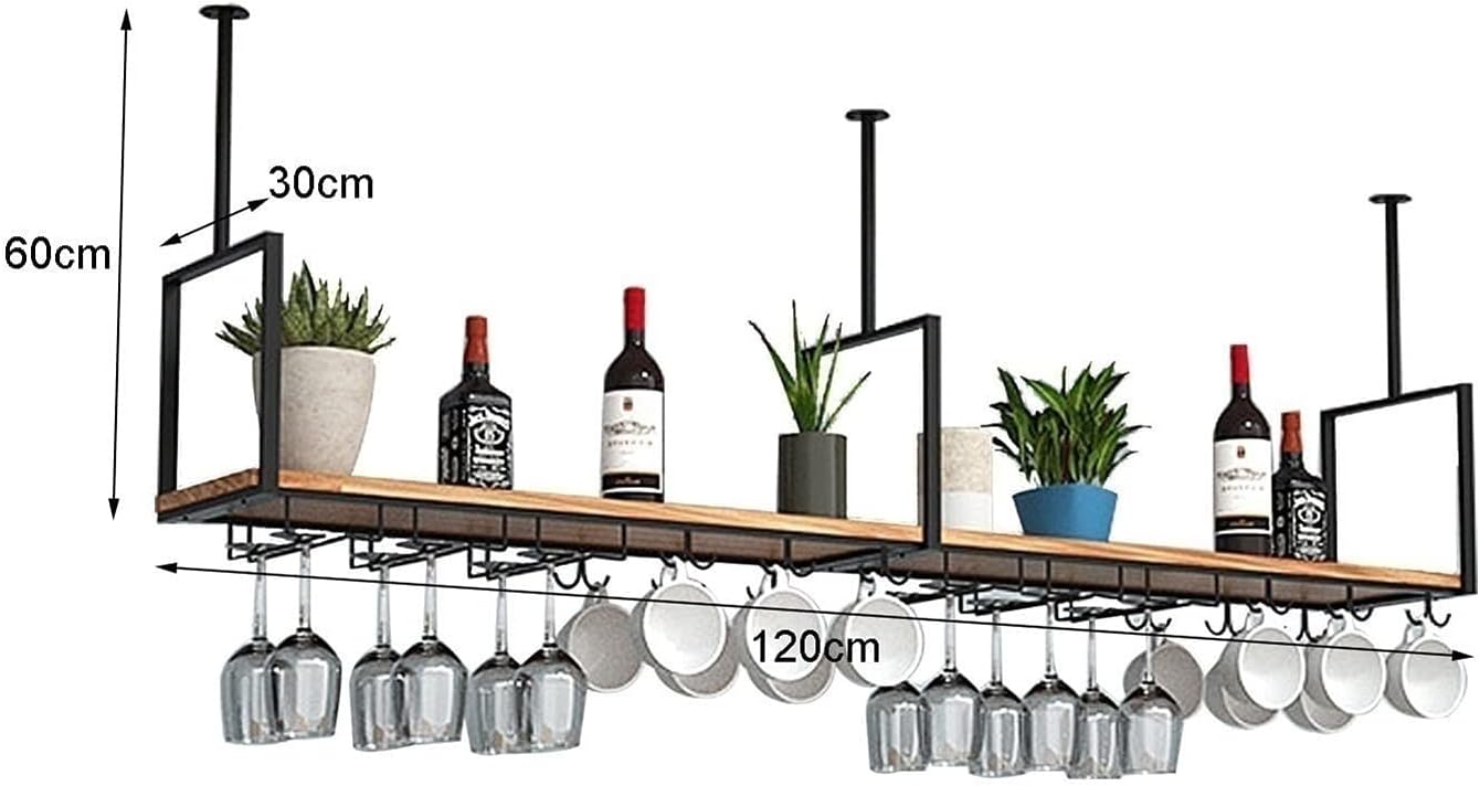 KOHARA Wall Mounted Wine Rack with Two Cup Holders