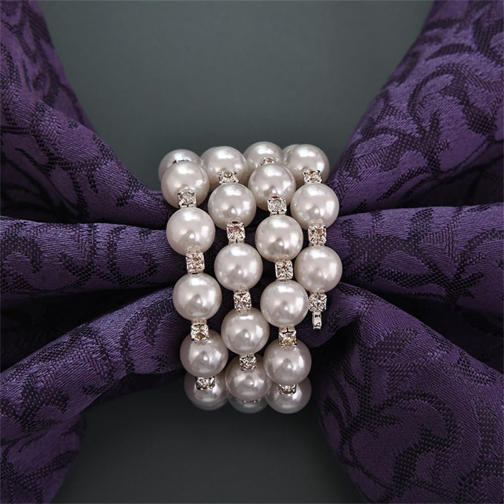 Pearl Napkin Rings Set of 6 for Farmhouse and Events