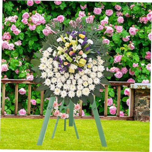 Happyyami Fresh Flower Stand for Funeral Wreaths Adjustable Tripod Rack