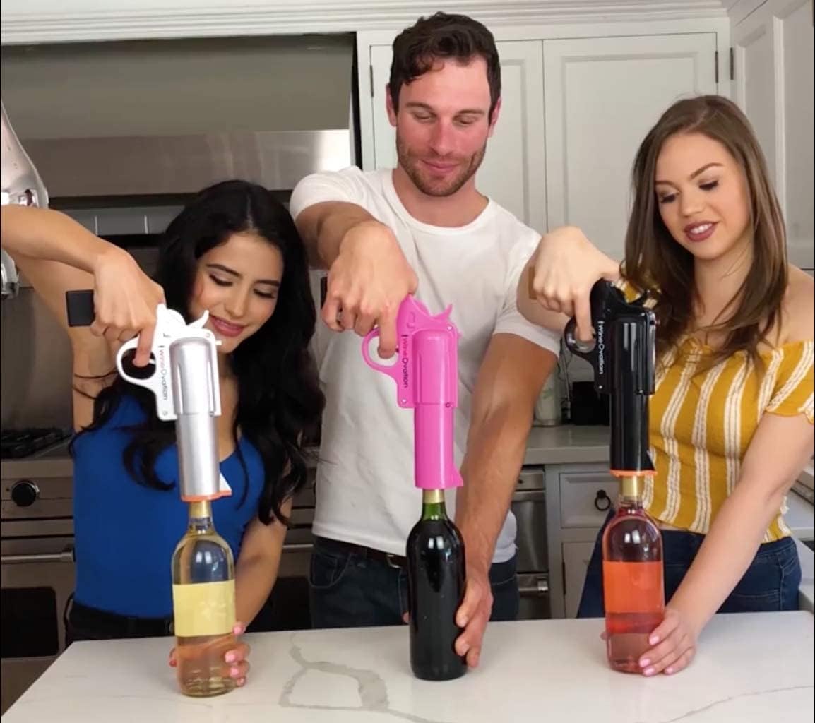 WineOvation Electric Gun Wine Opener - Silver