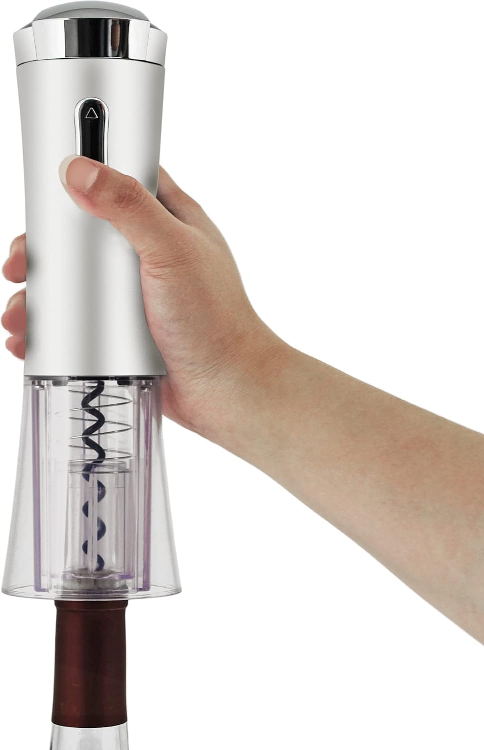 True Lux Electric Rechargeable Corkscrew Bottle Opener Silver