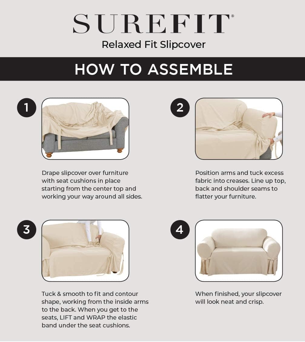 SureFit Essential Twill Armchair Slipcover White 1