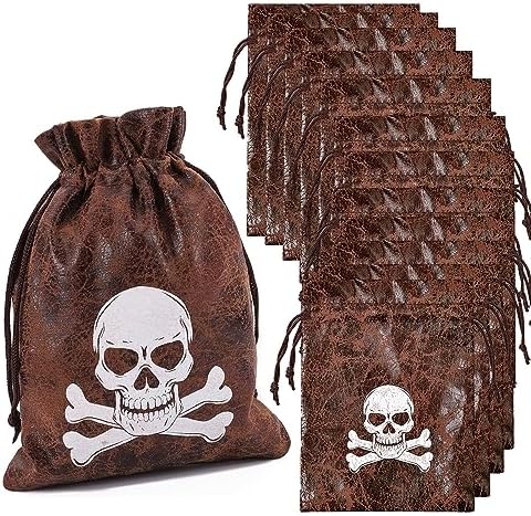 RICHNESS Pirate Loot Bags Drawstring Favors Pack of 12
