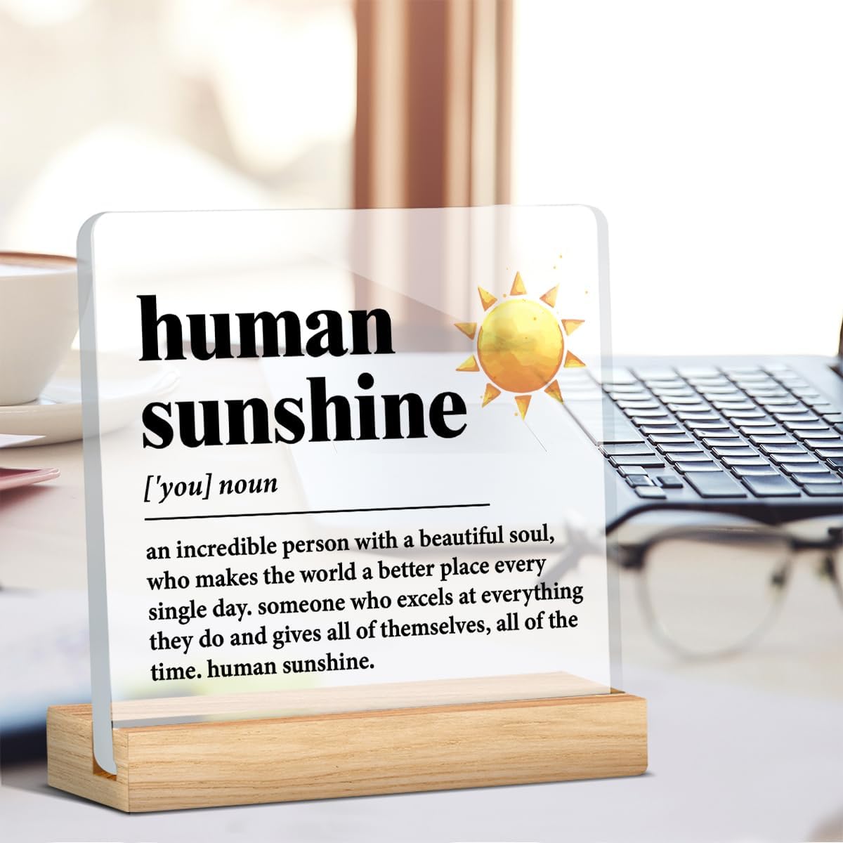 Human Sunshine Motivational Acrylic Desk Sign