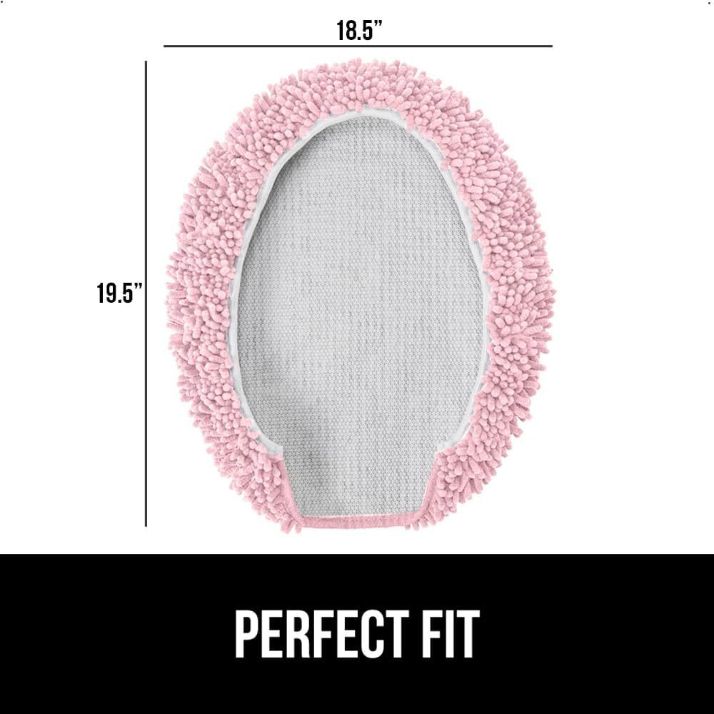 GORILLA GRIP Soft Chenille Toilet Lid Cover Light Pink