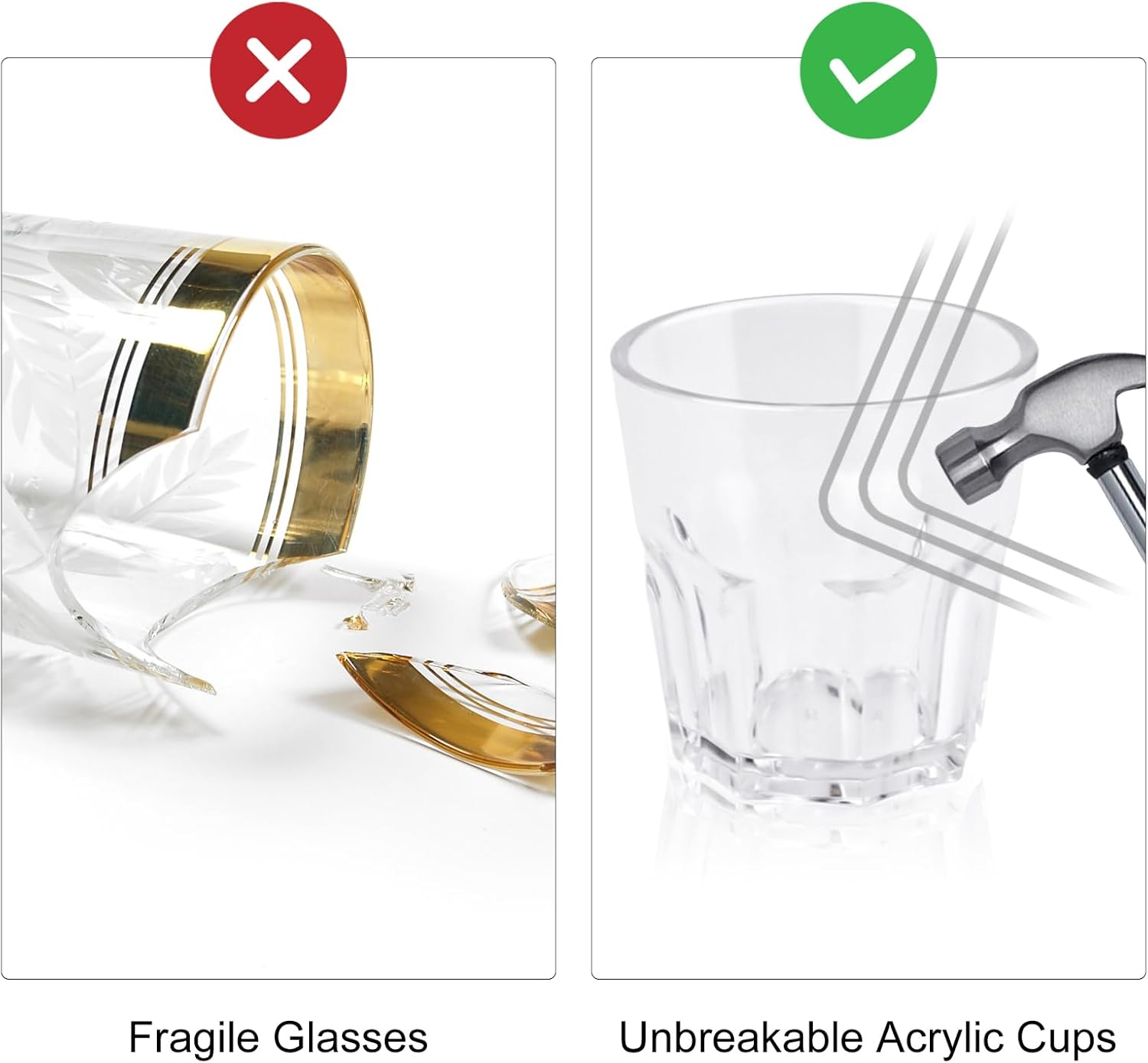 Plastic Water Glasses Set of 6 Shatterproof Tumblers for Kids