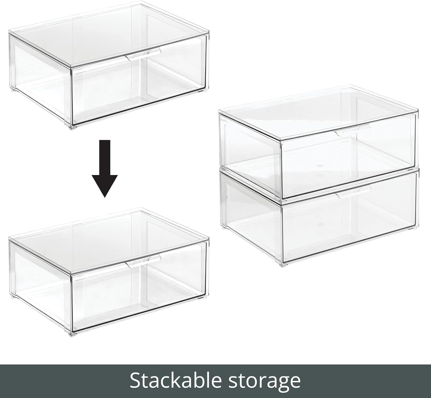 mDesign Clear Plastic Stackable Drawer Organizers 4 Pack