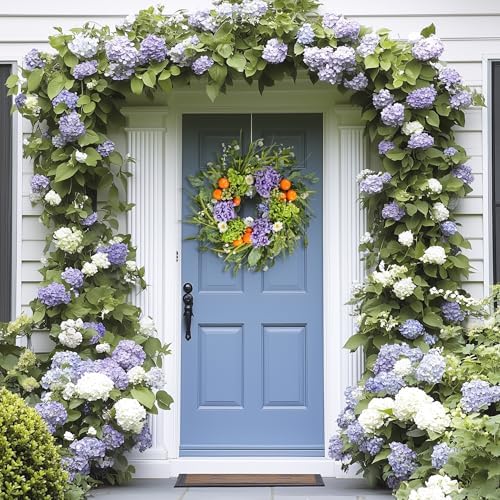 24 Inch Hydrangea Wreath Purple Realistic