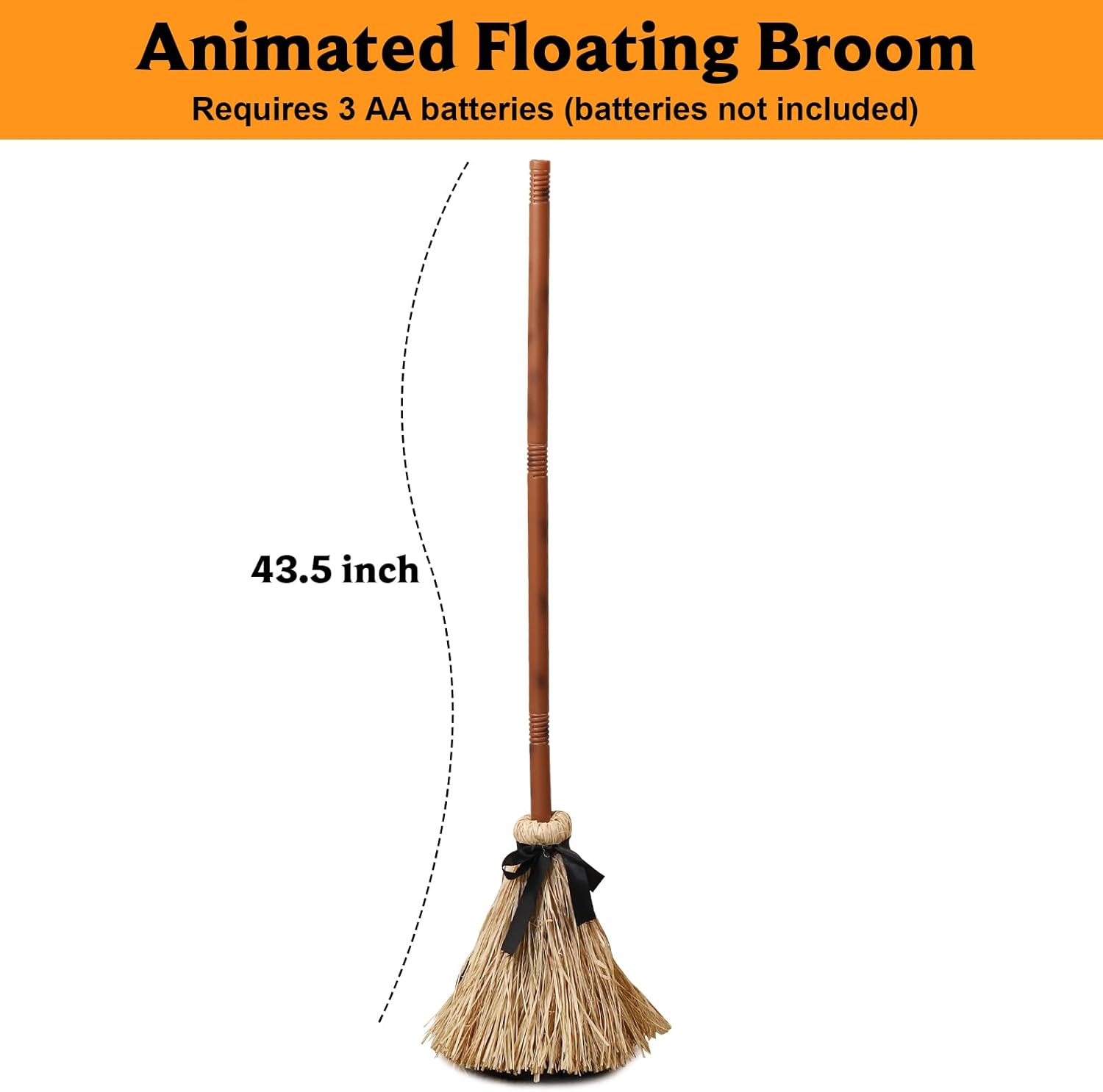 Halloween Animated Floating Witch Broom - 435 Inches Tall